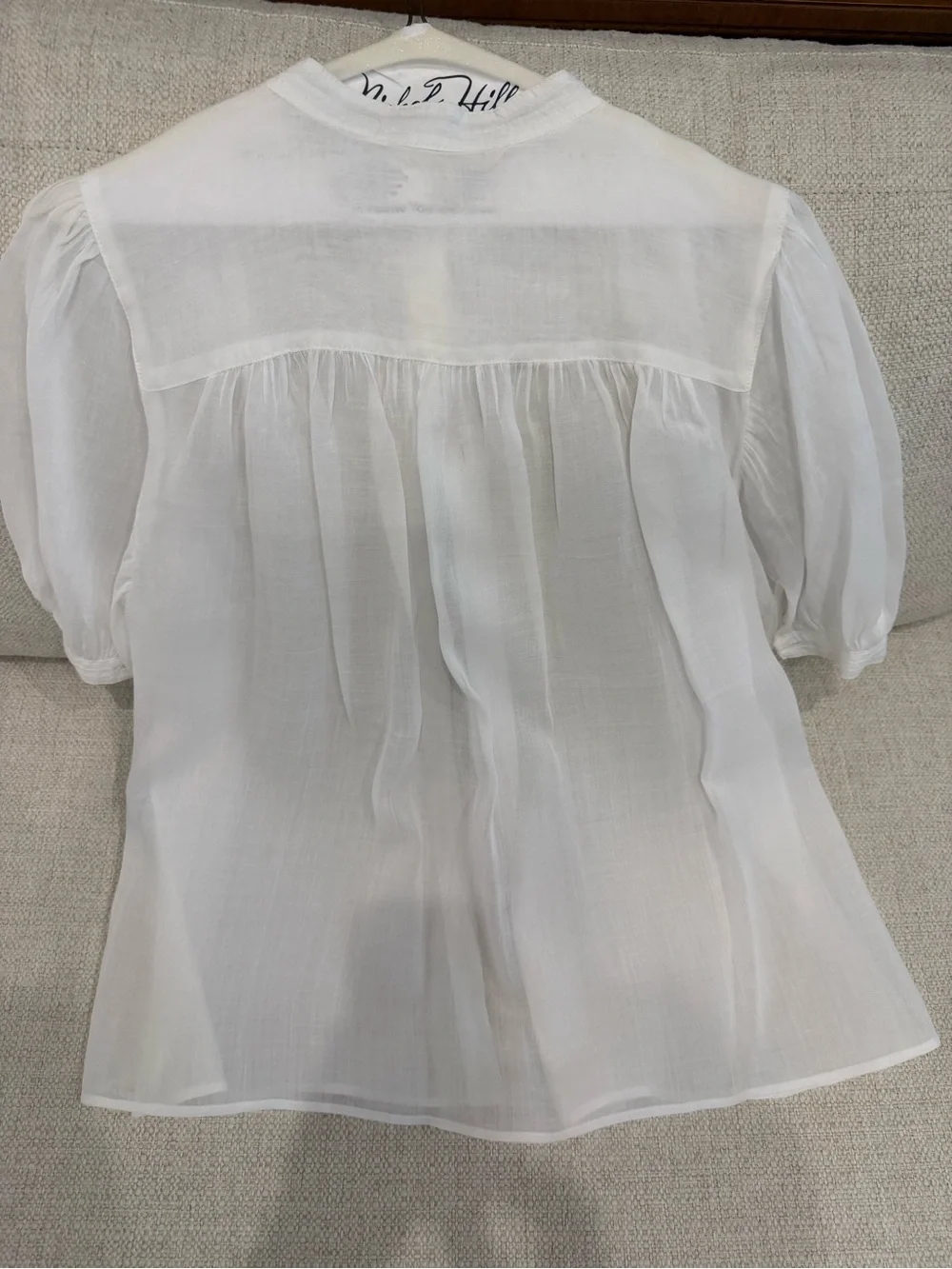 Banana Republic White Sheer Short-Sleeve Blouse